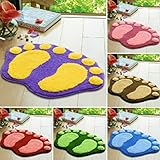 HuntGold 1X Big Feet Printing Bathroom Absorbent Mats Door Mat Floor Rug 60*40cm(blue)