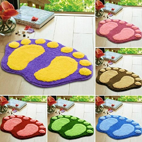 HuntGold 1X Big Feet Printing Bathroom Absorbent Mats Door Mat Floor Rug 60*40cm(green)