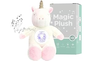 HuBorns - Peluche Musicale con Rumori Bianchi per Neonato, Carillon Neonati con Musica per Dormire e Proiettore di Stelle, Peluche Neonato Generatore di Rumore Bianco, Regalo Neonata Femmina e Maschio