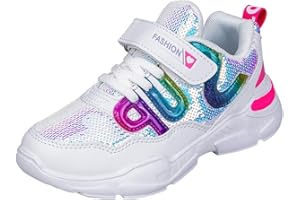 HSNA Baskets Mode Fille Légères Chaussures Scratch Sneakers Paillettes pour Fille