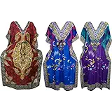 Indiatrendzs Women Kaftan Light Viscose Fabric Kimono Cover Up Maxi Dress 3 pc Combo