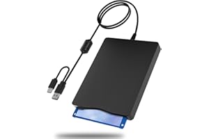 MthsTec USB Floppy Drive, External 3.5" USB & Type-C Floppy Disk Reader, External Floppy Disk Drive Portable 1.44 MB Plug and Play FDD for PC Windows XP 7 8 10 11(Black)