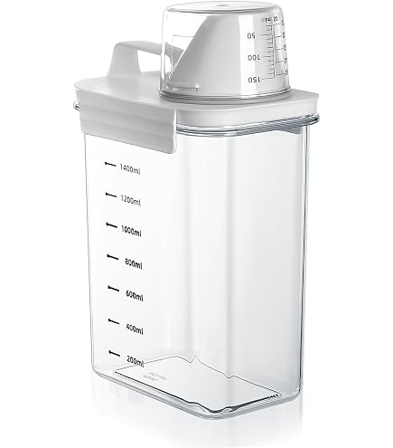 sunal Contenitore per bucato per l'organizzazione della lavanderia, grande capacità da 4,5 l, con coperchio ermetico per polvere, detersivi, profumi