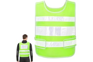 BSBUY Gilet de Sécurité, Gilet Réfléchissant de Haute Visibilité Réglable, Gilet Reflechissant Velo, Gilet Fluorescent Jaune de Sécurité Unisexe pour la Course, le Cyclisme et le Jogging, Unique