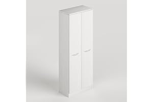 KLESIA Armadio portascope, armadietto 2 ante portascarpe con vano portascope, mobile scarpiera misura H180 x 71 x 38 (Bianco)