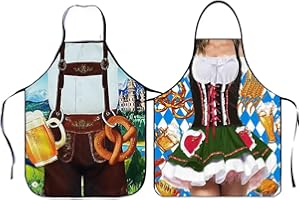 Anzhee 1-2 Stücke lustiges Oktoberfest Weihnachten Schürze kreative Kochschürze Küchenschürze Grillschürze Lustige Motiv Sexy Schürze für Männer Damen Freund Bierfest Party Lustige Schürze Geschenk
