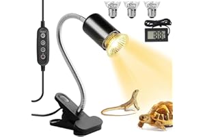 Dhqkqg Lampada Riscaldante per Tartarughe, Lampada Tartaruga Kit, Turtle Heat Lamp con Timer, 3 Lampadine(25W+2x50W) e 1 Termometro per Serbatoio Dell'acqua, per Rettile, Anfibi, Tartaruga