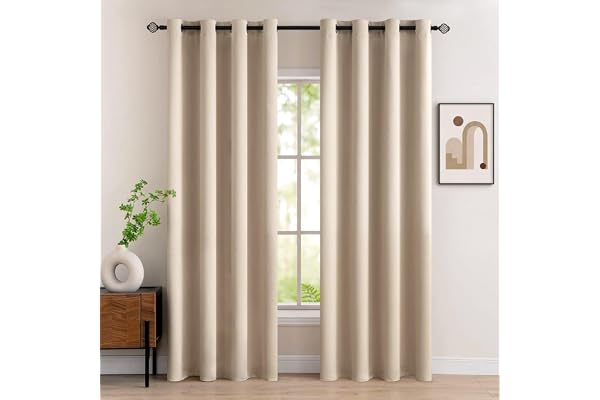 MIULEE Rideau Occultant Beige Foncé à Oeillets 140x245 CM Lot de 2, Rideaux Opaque Doux et Esthétiques, Rideau Occultant Thermiques Anti Chaleur Intérieurs, Rideaux Salon Moderne Chambre