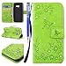 Produktbild FESELE Glitzer Blume Schutzhülle für [Samsung Galaxy A3 2017] Schmetterling Kristall Glitzer Diamant Strass Butterfly Brieftasche Hülle Leder Tasche Flip Handyhülle mit Magnetverschluss, Samsung Galaxy A3 2017 Luxus Shiny Glanz Sparkle Glänzend Wallet Case Kartenfach Ledertasche Leder-Mappen-Karten-Slot-Abdeckung mit Standfunktion für Samsung Galaxy A3 2017 + Blau Eingabestift Stylus Touch Pen-Butterfly,Grün