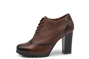 IF Fashion Scarpe da Donna Stringate Francesine Ricamo Tacco Grosso Pelle Sintetica IF146