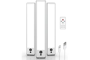 EZVALO Under Cabinet Kitchen Lights, 3 Pack of 5300K Dimmable Wireless Motion Sensor Lights Indoor with Remote Control, 23 cm USB-C Rechargeable LED Night Lights for Kitchen,Wardrobe and Cupboard