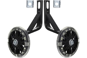 INOOMP Bike Stabilisers For Childs Bike - Flash Balance Bike Wheel 14 Inch - Black Auxiliary Wheels Replacement for Bikes Bicycle Cycle Stabilisers Bike Stabilizer Shine LED 1 Pair