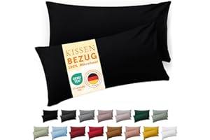 Blumtal Fundas de Almohada 70x40 cm (Juego de 2) - Fundas de cojín de Microfibra para sofá con Cierre de Sobres, Extra Suaves y Lavables, Certificado Oeko-Tex - Negro