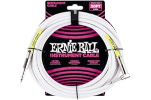 Ernie Ball Câble d’instrument, connecteur droit et coudé, 6 m, blanc