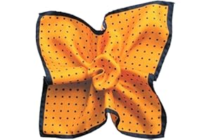 CRAVATE AVENUE SIGNATURE Segni Et Disegni. Pochette. Dandy Segni - Orange, Pois - 100% Pure Soie FABRIQUE EN ITALIE.