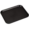 SMARTSLIDE 14"X18" Plastic Cafeteria/Fast Food Tray, Platter, Serving Tray for Breakfast, Cold-Drink, Restaurant, Hotel, Bar, Pub, Kitchen, Party (Pack of 1 Rectangular (Black)