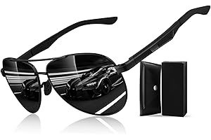 CGID Sonnenbrille Herren Pilotenbrille Polarisiert Al-Mg Metallrahmen Fliegerbrille UV400 Schutz CAT3 CE Fahren Angeln mit Lederetui