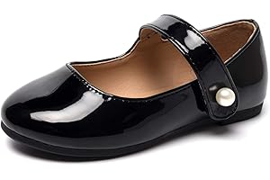 HEVA Klassische Mary-Jane-Schuhe für Mädchen mit Klettverschluss, Flache Schuhe für Hochzeitskleider Schulschuhe