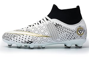 IFIKK Chaussures de Football Enfant Crampons Professionnel Spike Chaussure de Foot Homme Antidérapant Entrainement Chaussures de Sport pour Garçon High Top Football Boots