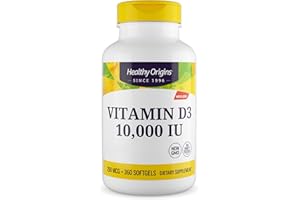 Healthy Origins, Vitamina D3, 10.000 UI, Depot, 360 Cápsulas blandas, Probado en Laboratorio, Sin Gluten, Sin Soja, Sin OMG, Vitamina D, persona Vitamina