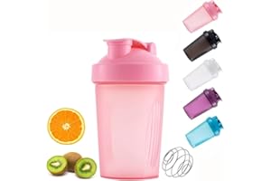 zukent Protein Shaker Bottle Water Bottle with Stainless Steel Mixball Leak-Proof Protein Shakes BPA Free Mixer Shaker Bottle Milkshake Cups for Fitness Sports Gym for Men and Women - 400ml