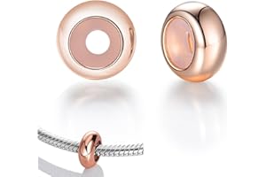 QttvbTna Charms Stopper 925er Sterling Silber, Silber Spacer Bead Charm Stopper mit Gummi Clip Spacer Stopper Charms Perlen für Damen Bead Charms Armbänder Anhänger