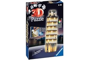 Ravensburger - Puzzle 3D Building - Tour de Pise illuminée - A partir de 8 ans - 216 pièces numérotées à assembler sans colle - Accessoires de finition inclus - 12515