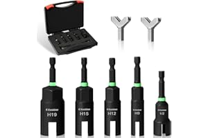 K KWOKKER Power Wing Nut Driver, 5PCS Slot Wing Nuts Drill Bit, 1/4 Inch Hex Shank Wing Nut Spanner with 2PCS Hooks Driver Y Shape Y Cup Hook Driver for Panel Nuts, Screws Eye C Hook 1/2" 9mm 12mm 15mm 19mm