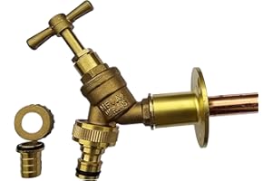 SK INFINITY | Outside Garden Tap Kit with Through Wall Flange 350mm Long Tube | 3/4" Brass Connector