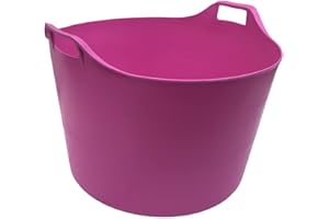 KetoPlastics 76 LITRE EXTRA LARGE Heavy Duty Flexi Tub Garden Home Flexible Colour Plastic Storage Container Bucket Flex Tub- MADE IN U.K (PINK)