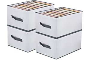 PLECUPE Set di 4 Organizer Armadio, Scatole per Armadio, Grande 7 Scomparti Organizzatore Armadio con Lavagna in PP,Organizer Cassetti per T-Shirt, Jeans, Maglioni, Biancheria Intima, Calze