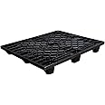 Marcolo Open Deck Plastic Pallet | 120x100cm, One-Piece Molded Construction, High-Durability, Easy-to-Clean, Ideal for Heavy-Duty Use (Black)