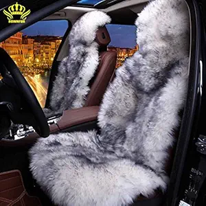 3nh Gray : 100% Natural fur Australian sheepskin car seat covers universal size,6 colors,Long Hair for car lada granta lada kalina priora