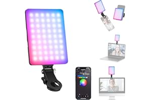 NEEWER VL67C RGB Luz Selfie con App Control, 94 LED CRI97 2000mAh Recargable, Cold Shoe Mount como Panel de Iluminación, Clip Portátil Delantero y Trasero Móvil para TikTok, Foco de Videoconferencia