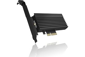ICY BOX Tarjeta PCI Express 60403, adaptador M.2 NVMe SSD a PCIe 4.0, enfriador, iluminación LED, M-Key, 2230, 2242, 2260, 2280, negra