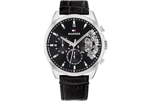 Tommy Hilfiger Multi Zifferblatt Quarz Uhr für Herren mit Silbernes Edelstahl-Mesh-Gliederarmband und Lederarmband