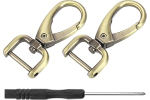 QUARKZMAN 2pz Girevole Chiusure Gancio 15mm(5/8") D Anello Staccabile Moschettone Gancio Metallo Moschettone Artiglio Chiusura Gancio con Cacciavite per Borsa Portachiavi Creazione Bronzo