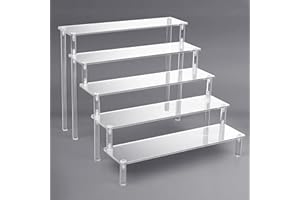 Sarsumir Espositore in acrilico a 5 livelli, trasparente, per statuette, cupcake, profumo, 30 x 32 x 25 cm