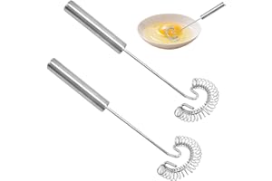 Divono 2 Stück Spiralbesen,Edelstahl Schneebesen Saucenbesen Mini Klein Spiralschneebesen für Blender Koch- und Küchenhelfer,spülmaschinenfest(Silber)