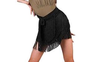 FEOYA Ceinture Jupe de Danse Latine Costume Tenue Foulard Danse du Ventre à Franges Echarpe de Hanche Danse Orientale Halloween Déguisement Practice Spectacle