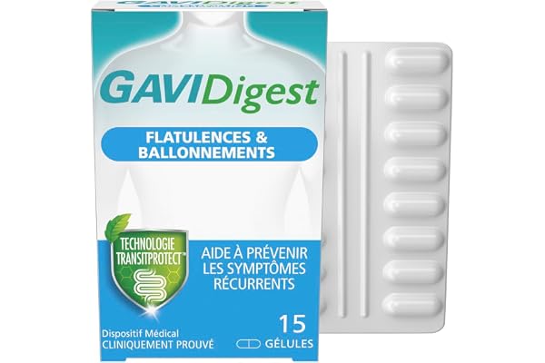 GAVIDigest Flatulences et Ballonnements, 15 gélules, sans gluten, sans lactose