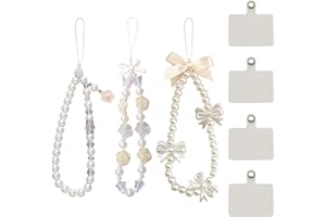Lilbitty 3 Stück Schmetterling Schleife Knoten Perlen Handyanhänger mit 4 Handy-Lanyard-Abstandshaltern, Blumen Briefpapier Dekoration Charm, Y2k Perlen Handy Lanyard