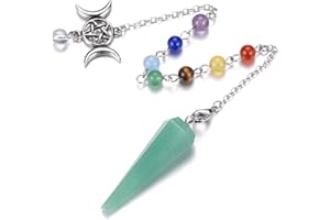 CRYSTALTEARS CrystaTears Cristallo Pendolo Guarigione Cristallo per Divinazione Chakra Naturale Cristallo Pietra Rabdomanzia Pendolo per Wicca Reiki