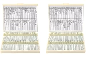 SEIWEI 50PCS Prepared Microscope Slides Set, Microscope Slides With Wooden Slide Storage Box, Microscope Slides Prepared Lab For Basic Biological Science Education