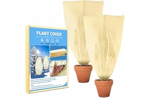 TOBENGDA 2-Stück-Winterschutz-für-KüBelpflanzen-120x180cm, Pflanzenschutz Winter für Pflanzen Anti-Frost für Palme Zitronenbaum 80g/m² Vliesstoff Beige