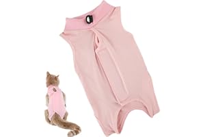 MALOUSUN Katzenbody Nach Op,Katzen Body Für Katzen Operation,Body Katze Nach OP,Professioneller Katzen Genesungsanzug,Anti-Lecken E-Halsband Alternative Einteiler für Bauchwunden Hautkrankheiten (Rosa,M)
