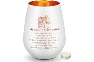 CadeauJoie Schwester Geschenk, Geschenke für Schwester, Windlicht aus Glas, Beste Geburtstagsgeschenk Geschenk für Schwestern