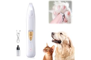 ‎COMEPEW Pfotentrimmer für Hunde, 2024 Neuest Wiederaufladbarer Pfotentrimmer mit LED-Licht, Leise Hundeschermaschine Wasserdicht Schermaschine Hund Pfoten Leise für Hunde Katzen Pfoten Augen Ohren (Weiß)
