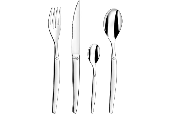 LOU LAGUIOLE - Ménagère 24 couverts de table pour 6 personnes - Jet - Acier inoxydable 18/0, Finition Brillante
