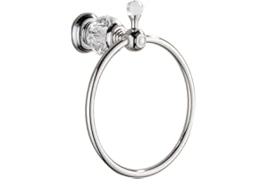 (Chrome) - Nokozan Luxury Crystal Series Chrome Fished Batrhoom Towel Ring Holder Wall Mouted